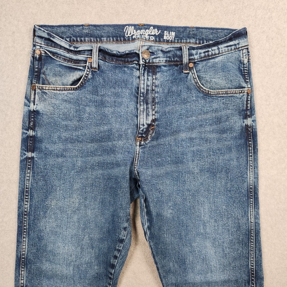 Wrangler Retro Slim Boot Jeans 36x34 (Actual 36x32) Blue Western Cowboy Pants